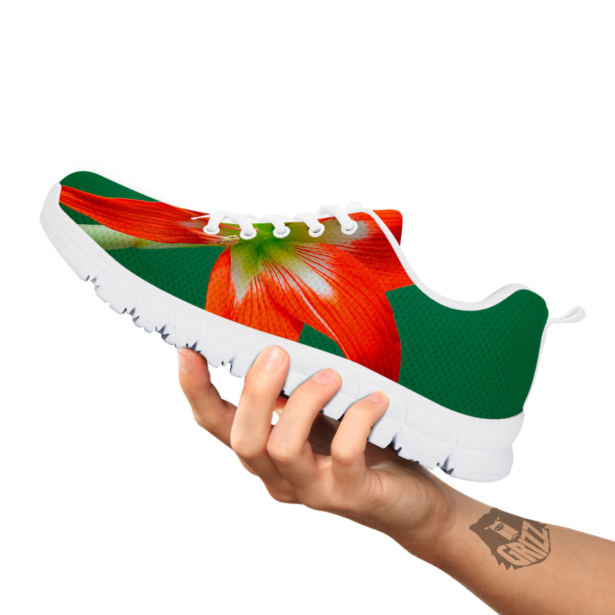 Amaryllis Orange Print White Sneaker-grizzshop