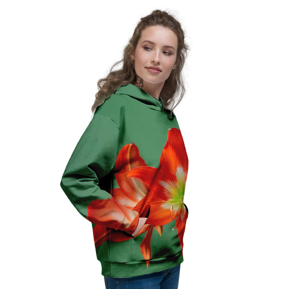 Amaryllis Orange Print Women's Hoodie-grizzshop