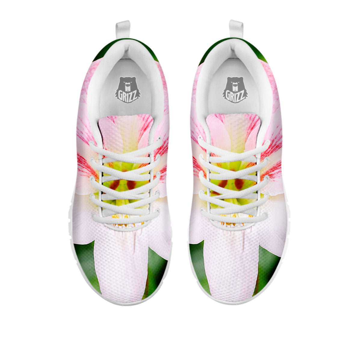 Amaryllis Pink And White Print White Sneaker-grizzshop
