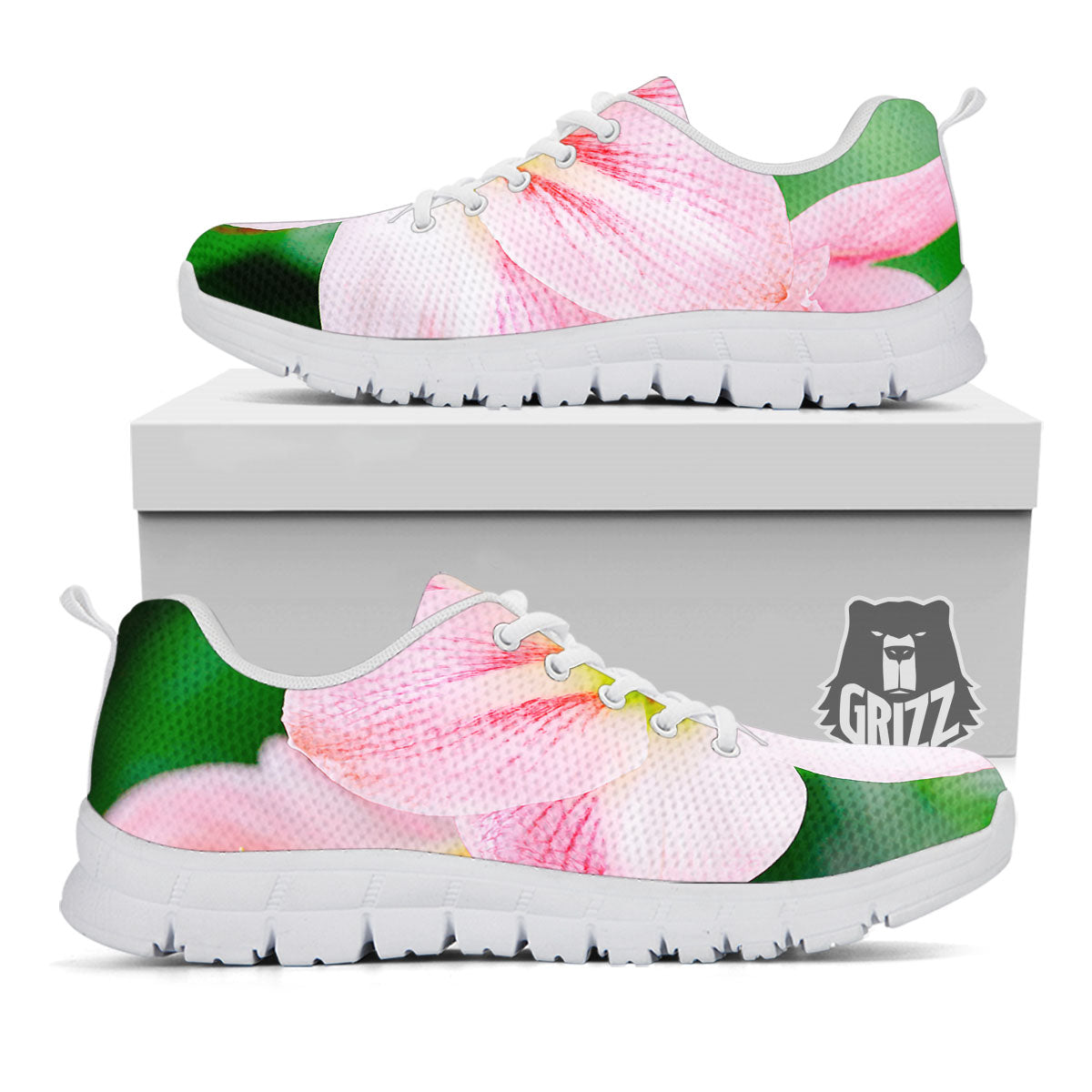Amaryllis Pink And White Print White Sneaker-grizzshop