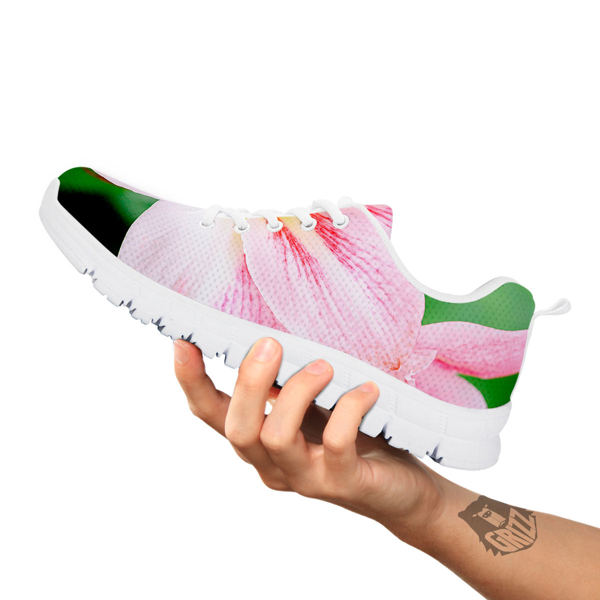 Amaryllis Pink And White Print White Sneaker-grizzshop