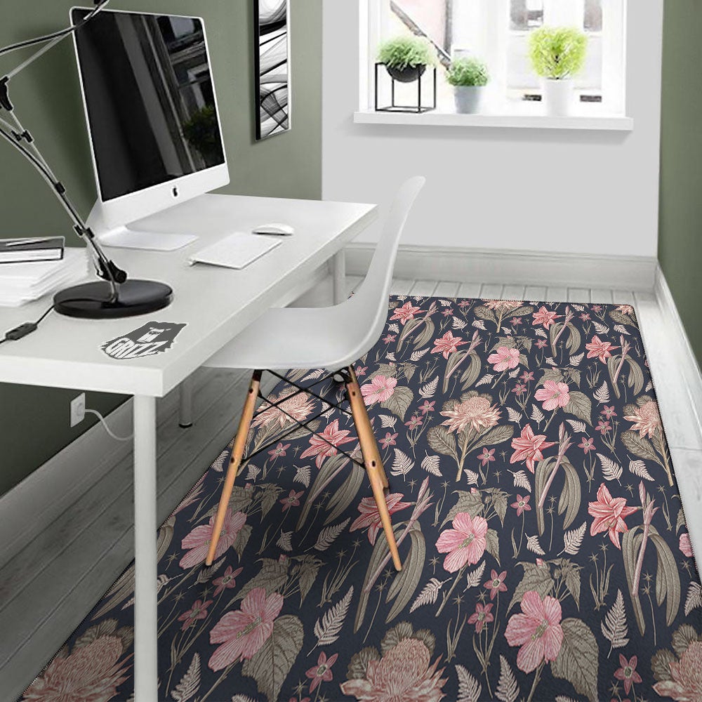 Amaryllis Pink Print Pattern Floor Mat-grizzshop