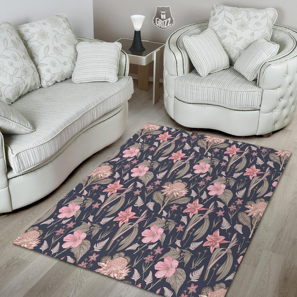 Amaryllis Pink Print Pattern Floor Mat-grizzshop