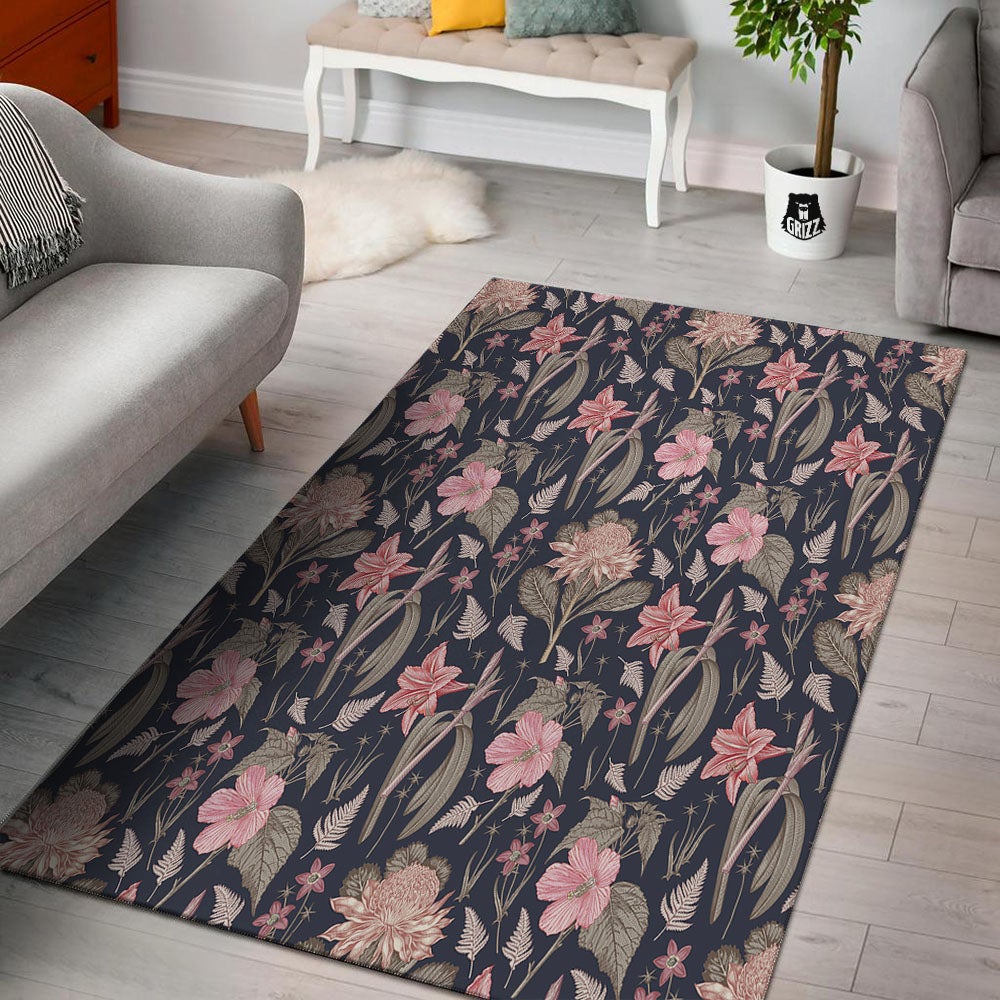 Amaryllis Pink Print Pattern Floor Mat-grizzshop