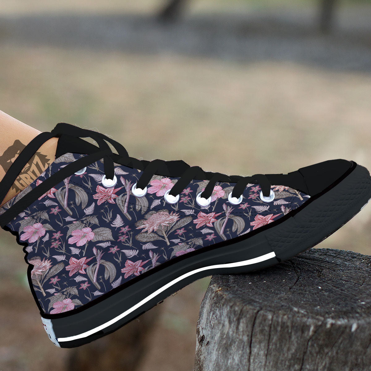 Amaryllis Pink Print Pattern High Top Shoes-grizzshop