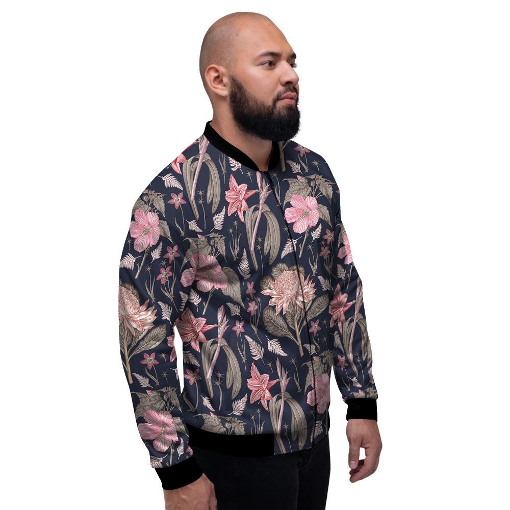 Amaryllis Pink Print Pattern Men's Bomber Jacket-grizzshop