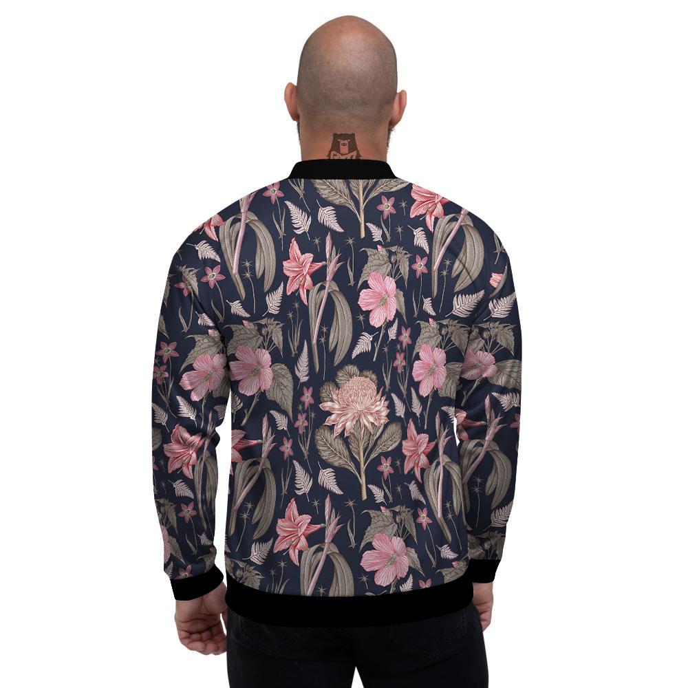 Amaryllis Pink Print Pattern Men's Bomber Jacket-grizzshop