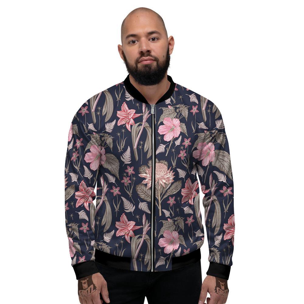 Amaryllis Pink Print Pattern Men's Bomber Jacket-grizzshop