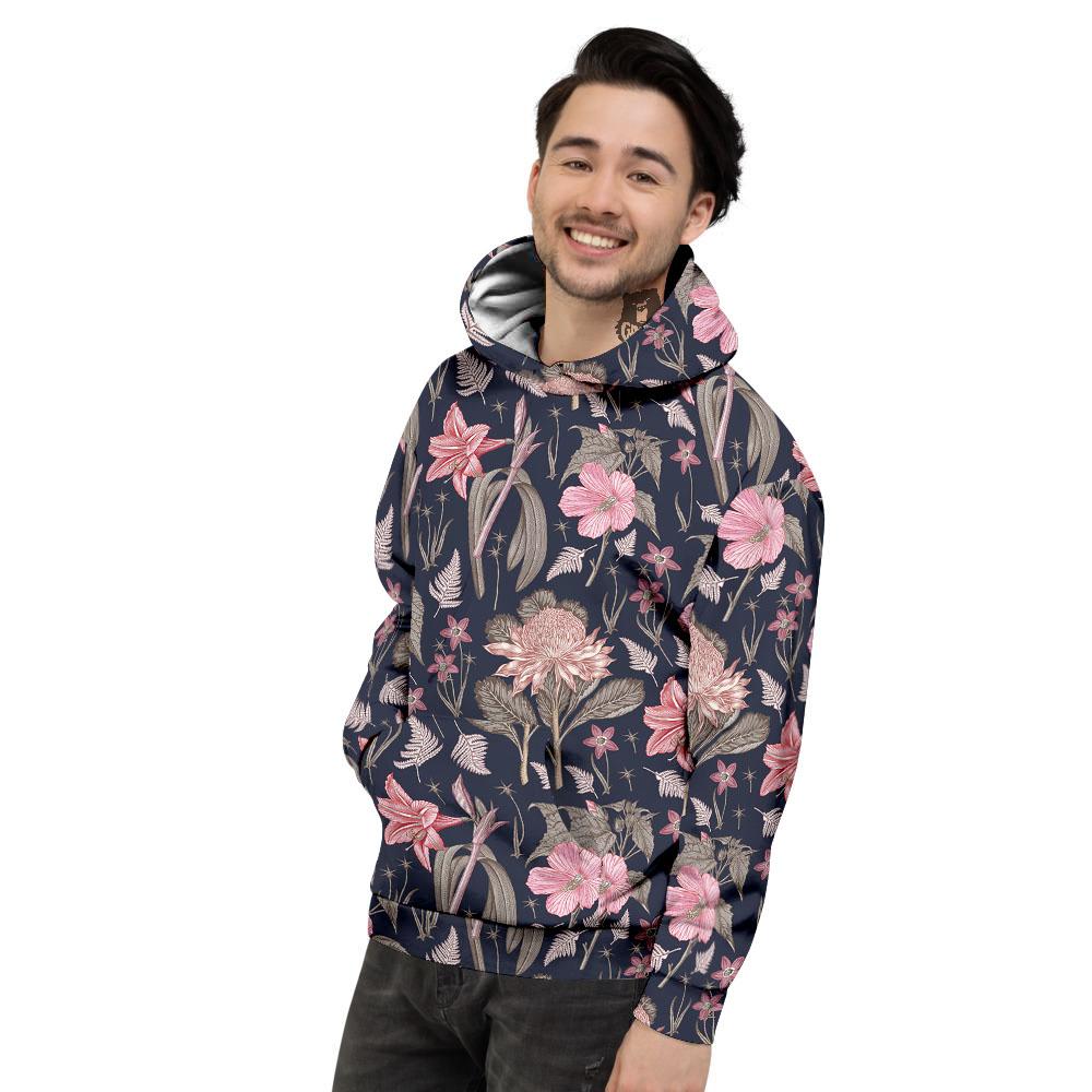 Amaryllis Pink Print Pattern Men's Hoodie-grizzshop