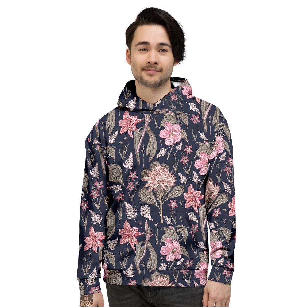 Amaryllis Pink Print Pattern Men's Hoodie-grizzshop