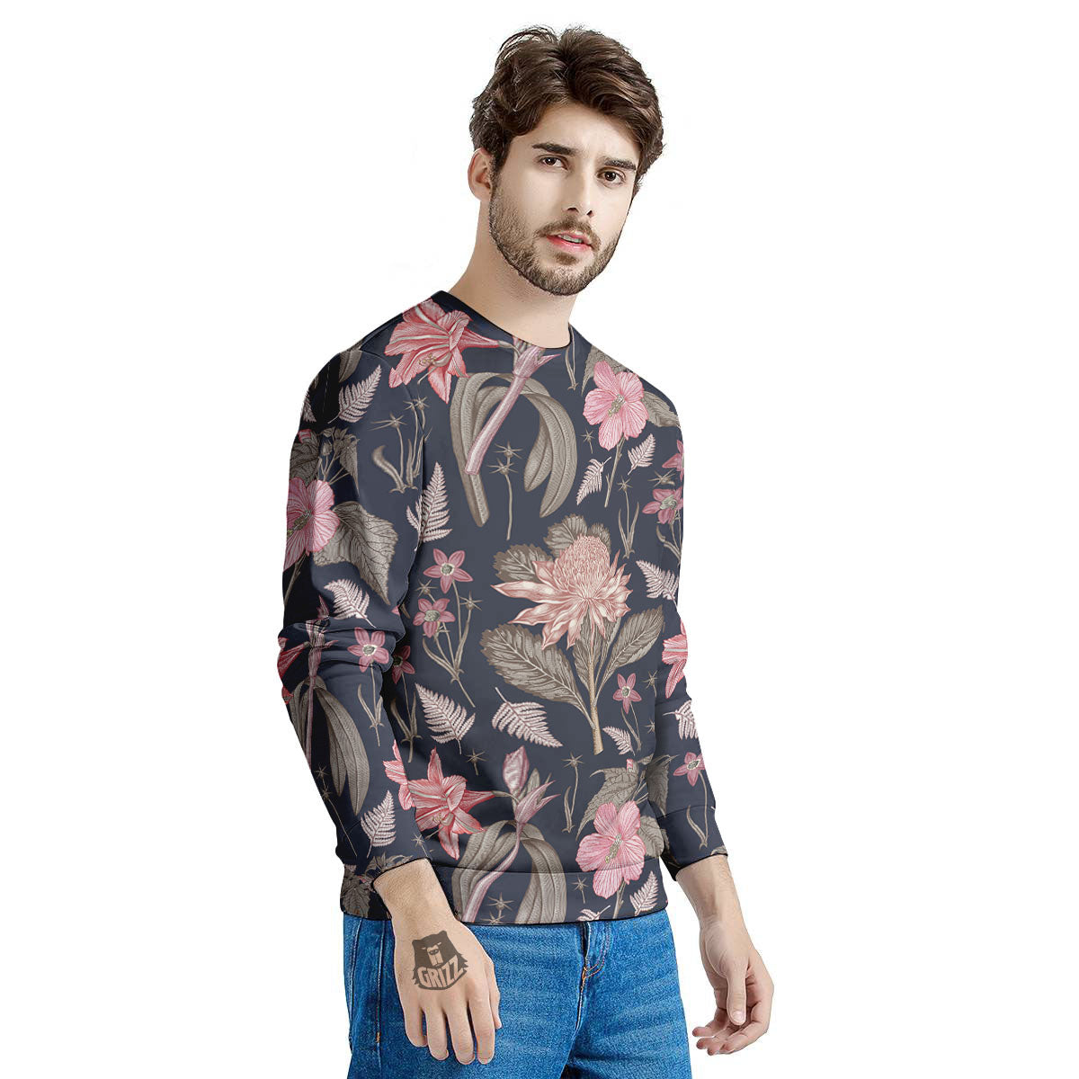 Amaryllis Pink Print Pattern Men's Sweatshirt-grizzshop