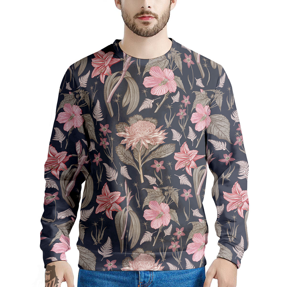 Amaryllis Pink Print Pattern Men's Sweatshirt-grizzshop