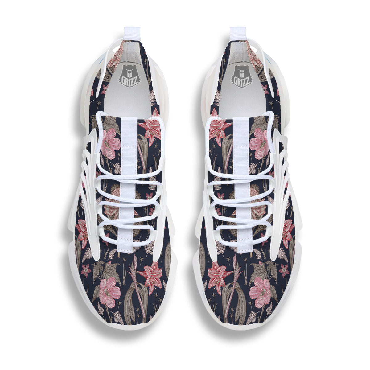 Amaryllis Pink Print Pattern White Gym Shoes-grizzshop