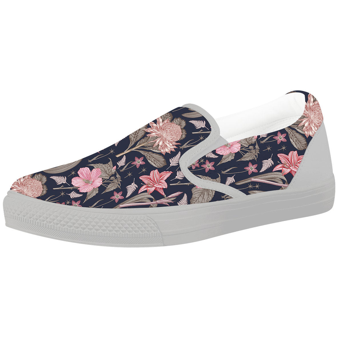 Amaryllis Pink Print Pattern White Slip On Shoes-grizzshop
