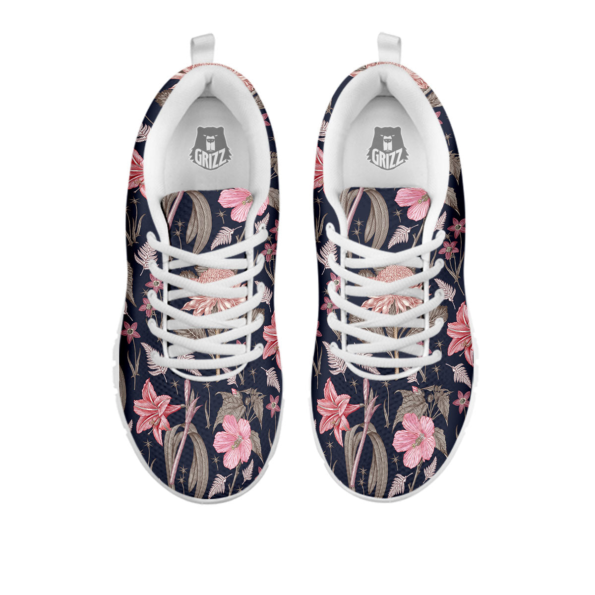 Amaryllis Pink Print Pattern White Sneaker-grizzshop
