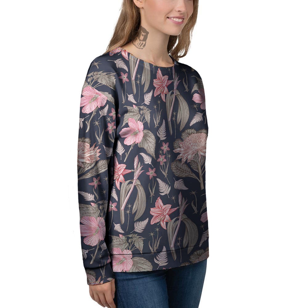 Amaryllis Pink Print Pattern Women's Sweatshirt-grizzshop