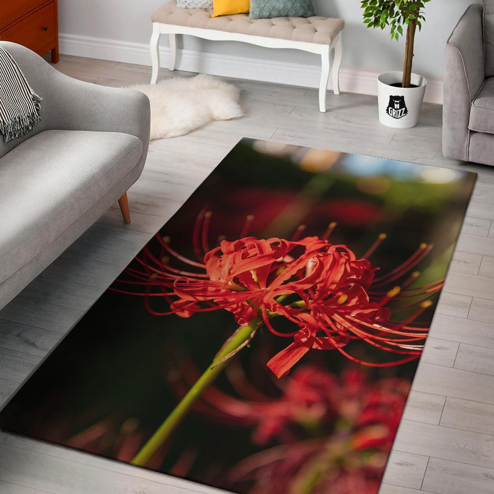 Amaryllis Red Japanese Print Floor Mat-grizzshop