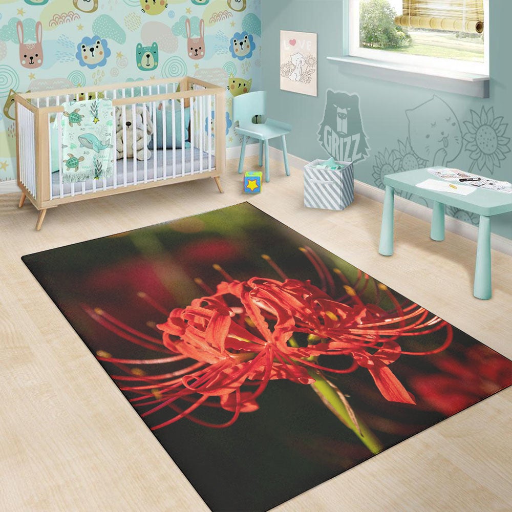Amaryllis Red Japanese Print Floor Mat-grizzshop