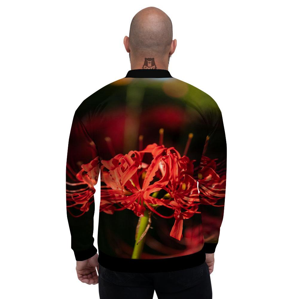 Amaryllis Red Japanese Print Men's Bomber Jacket-grizzshop