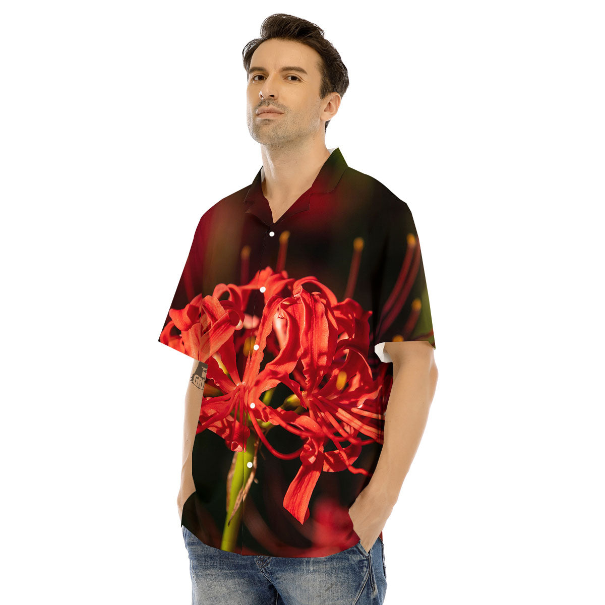 Amaryllis Red Japanese Print Men's Hawaiian Shirt-grizzshop