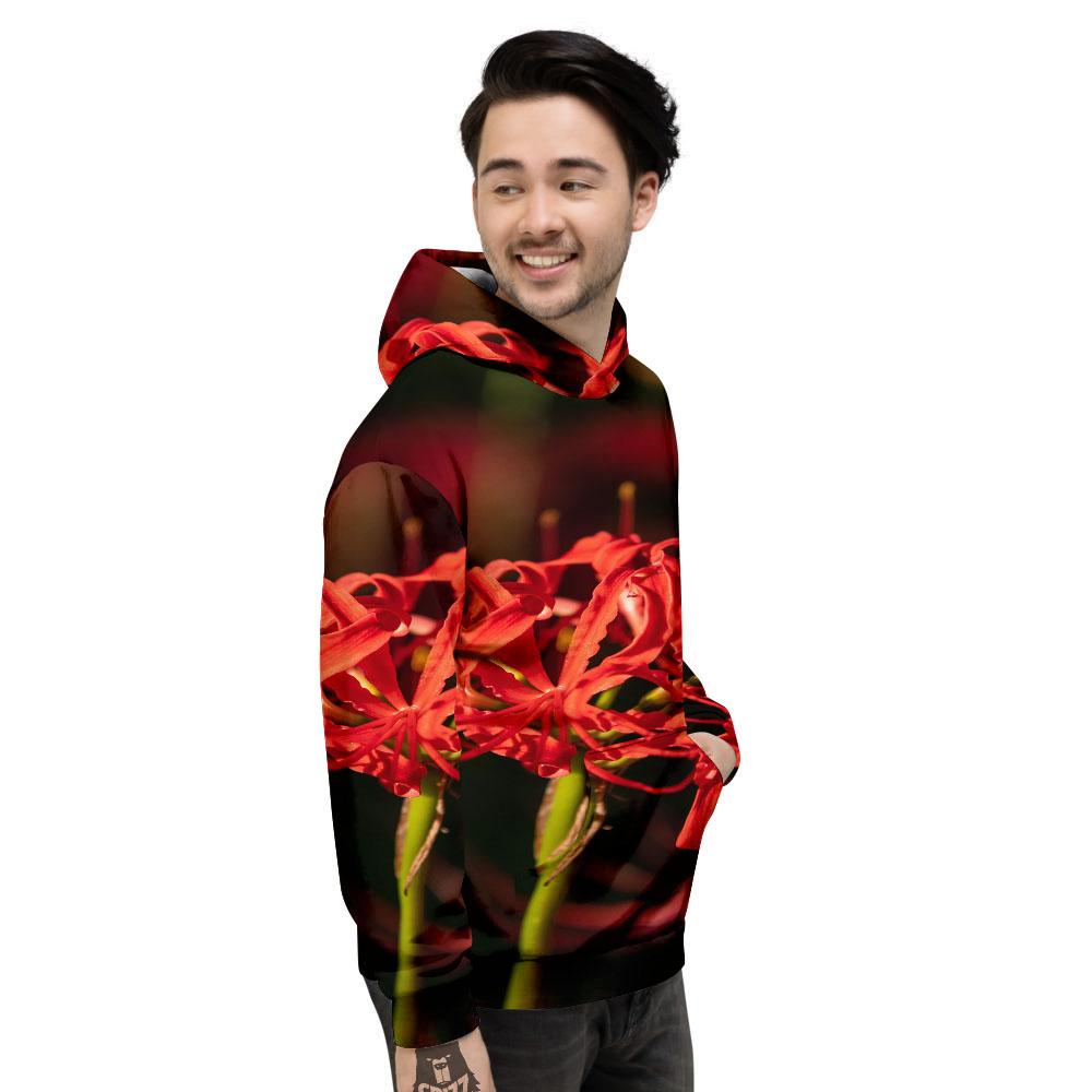 Amaryllis Red Japanese Print Men's Hoodie-grizzshop