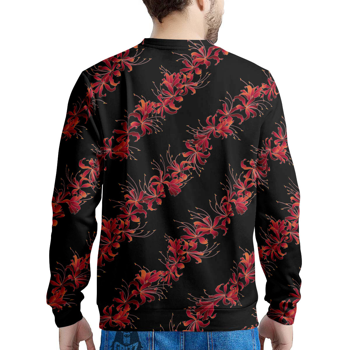 Amaryllis Red Japanese Print Pattern Men's Sweatshirt-grizzshop