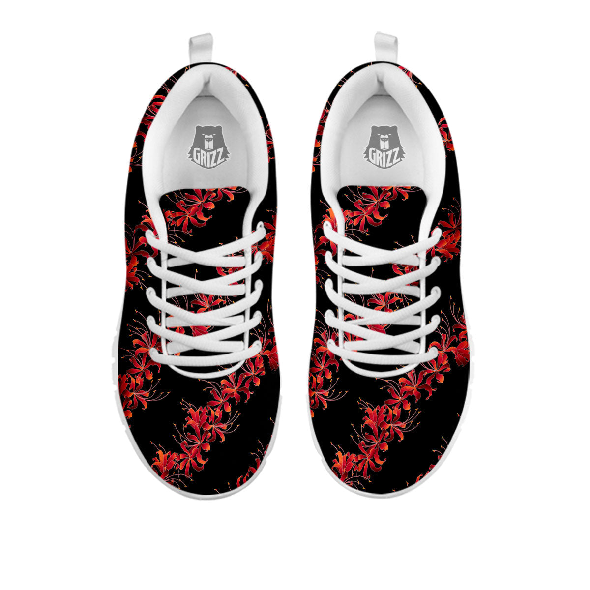 Amaryllis Red Japanese Print Pattern White Sneaker-grizzshop