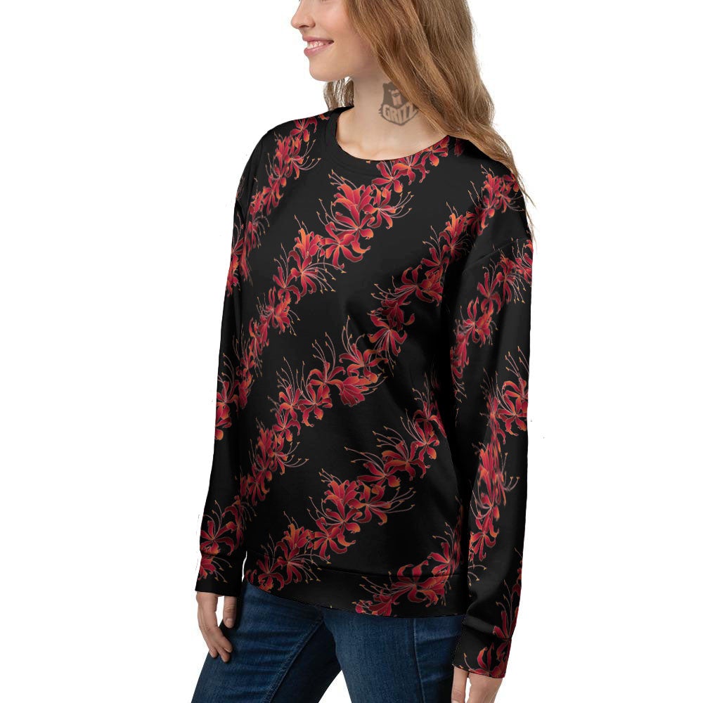 Amaryllis Red Japanese Print Pattern Women's Sweatshirt-grizzshop