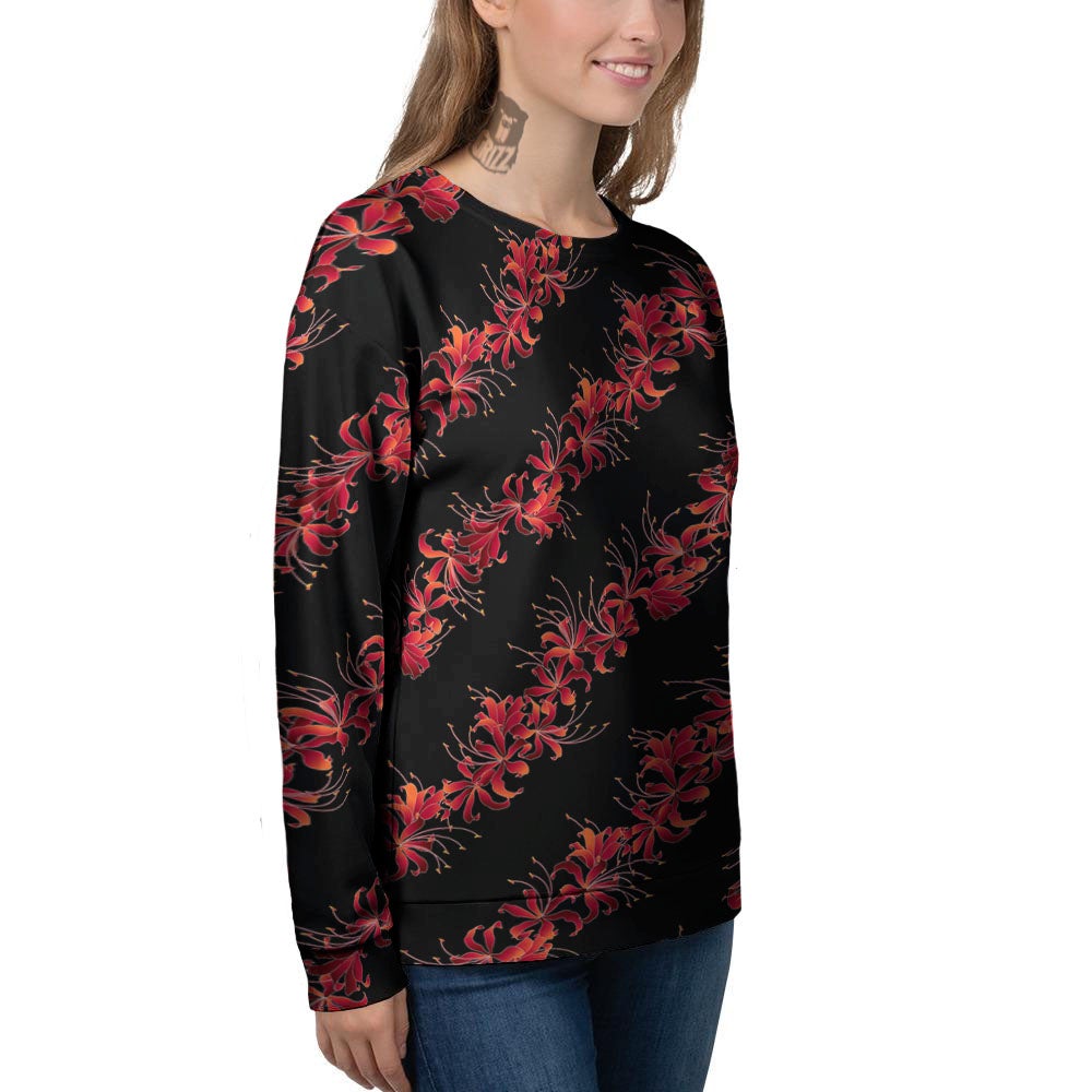 Amaryllis Red Japanese Print Pattern Women's Sweatshirt-grizzshop