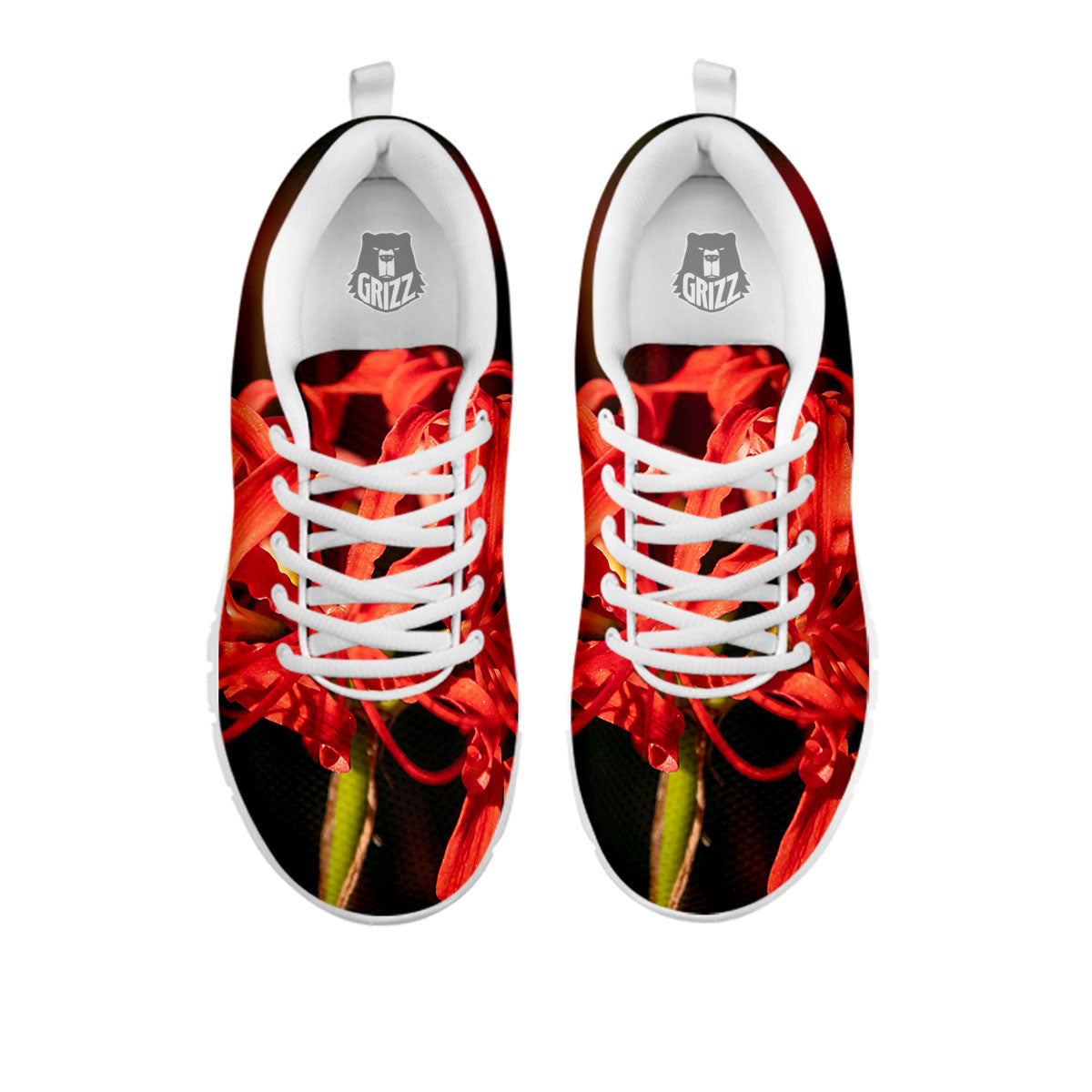 Amaryllis Red Japanese Print White Sneaker-grizzshop