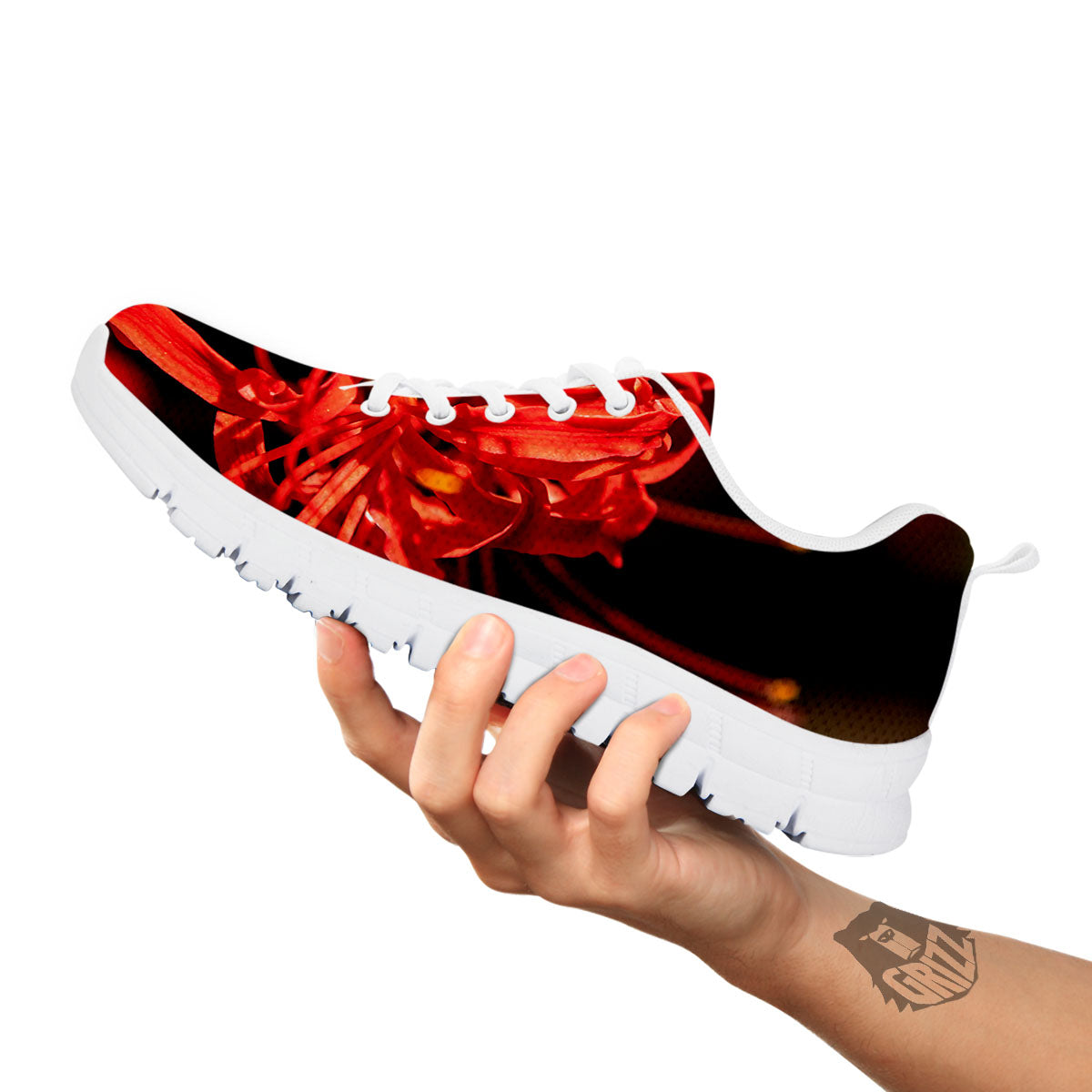 Amaryllis Red Japanese Print White Sneaker-grizzshop