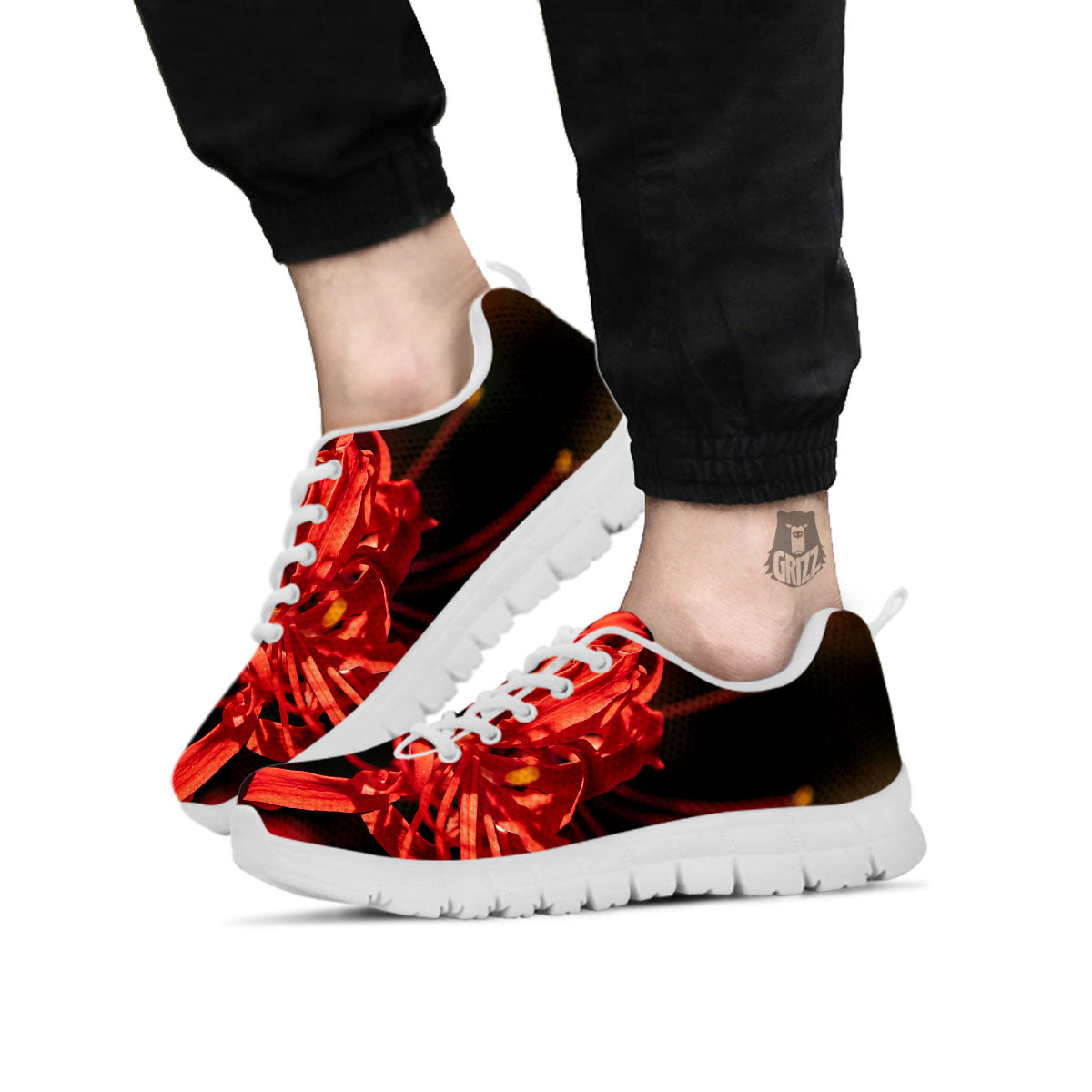 Amaryllis Red Japanese Print White Sneaker-grizzshop