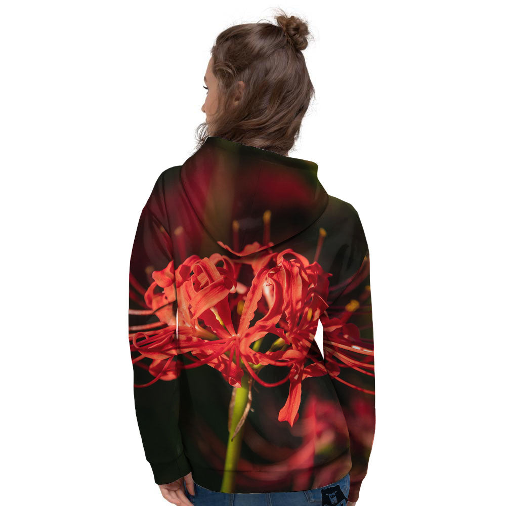 Amaryllis Red Japanese Print Women's Hoodie-grizzshop
