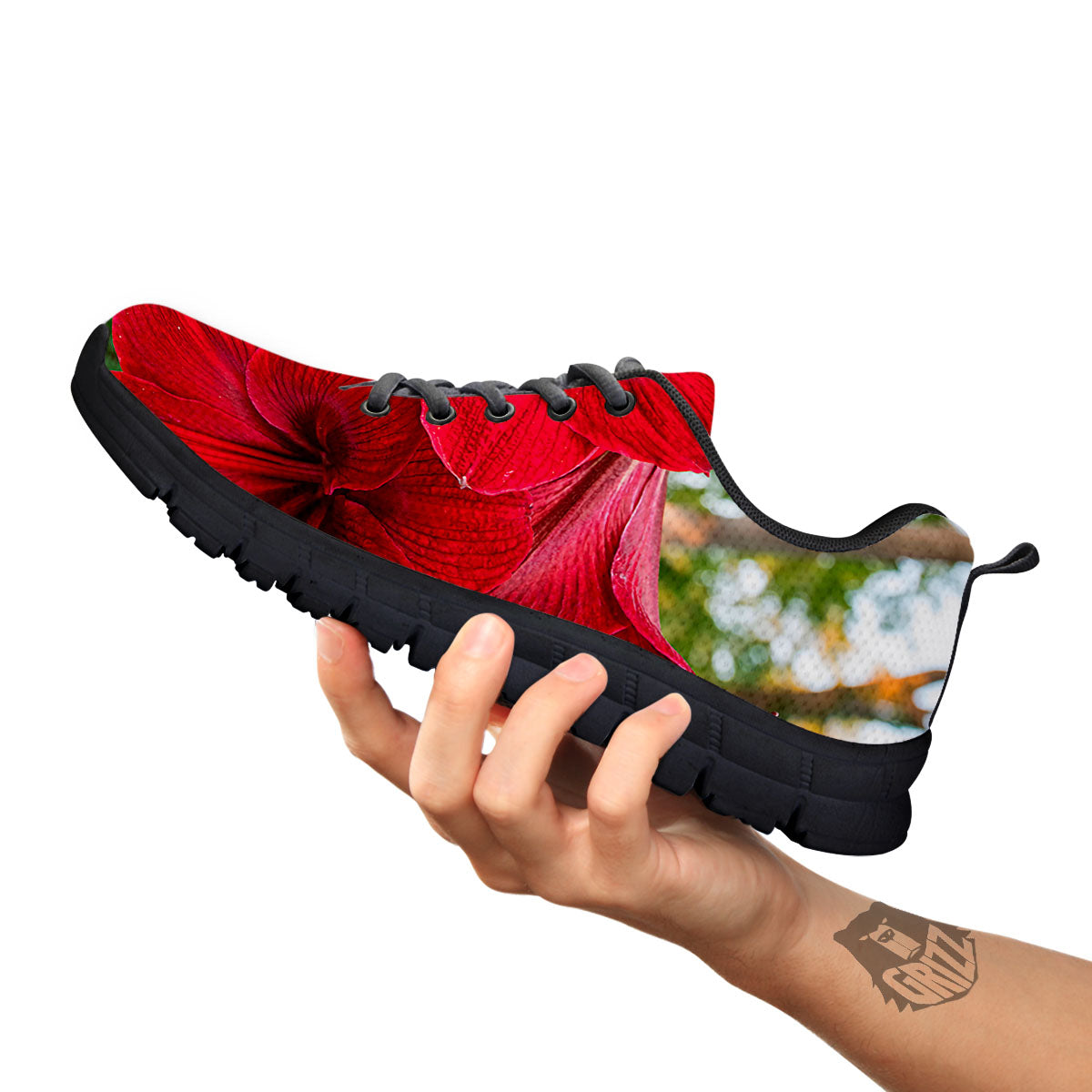 Amaryllis Red Print Black Sneaker-grizzshop