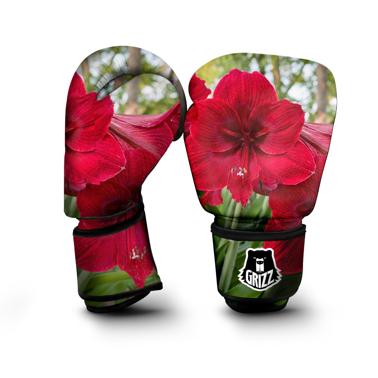Amaryllis Red Print Boxing Gloves-grizzshop