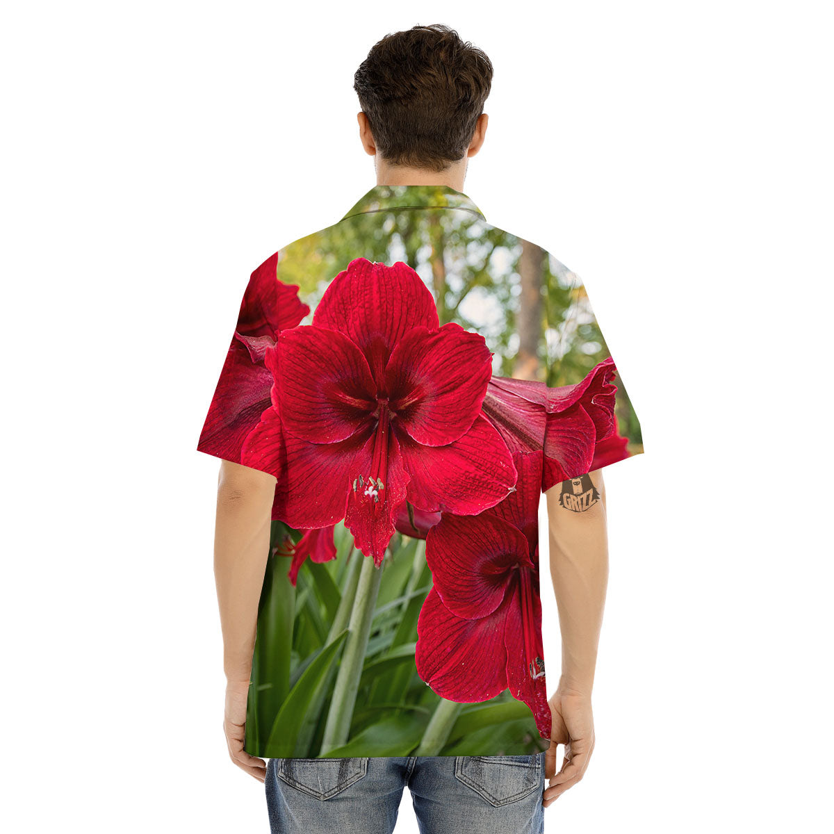 Amaryllis Red Print Men's Hawaiian Shirt-grizzshop