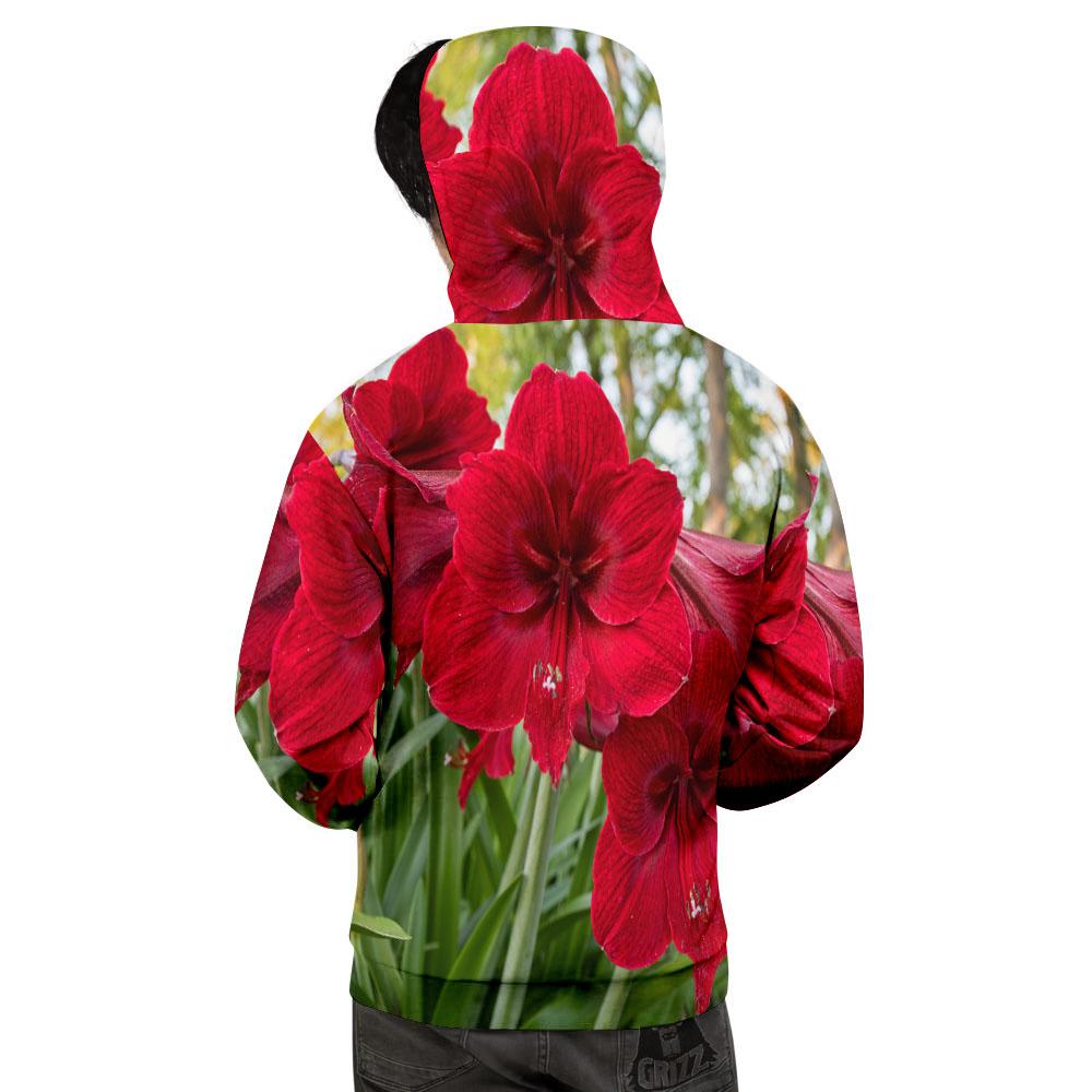 Amaryllis Red Print Men's Hoodie-grizzshop