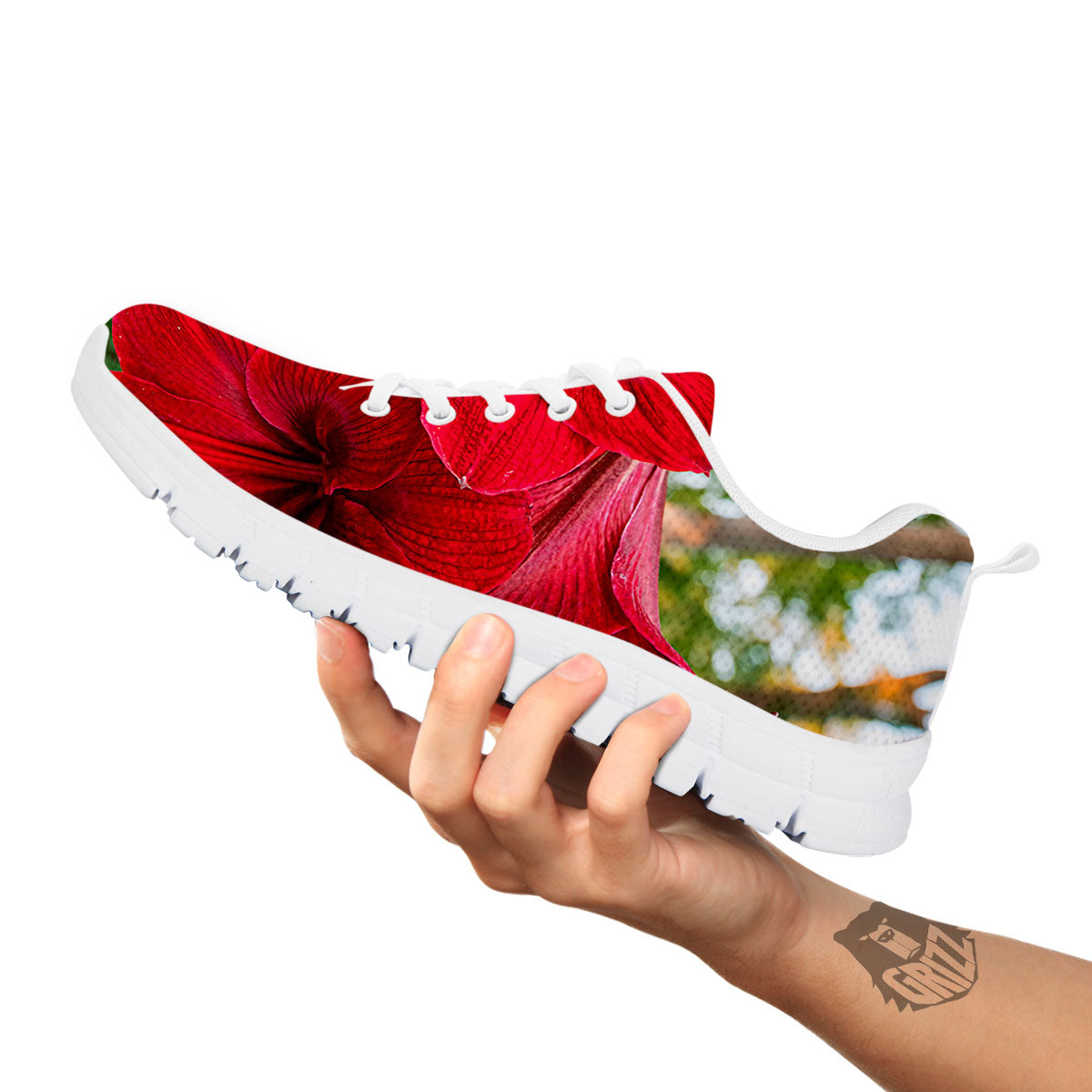 Amaryllis Red Print White Sneaker-grizzshop