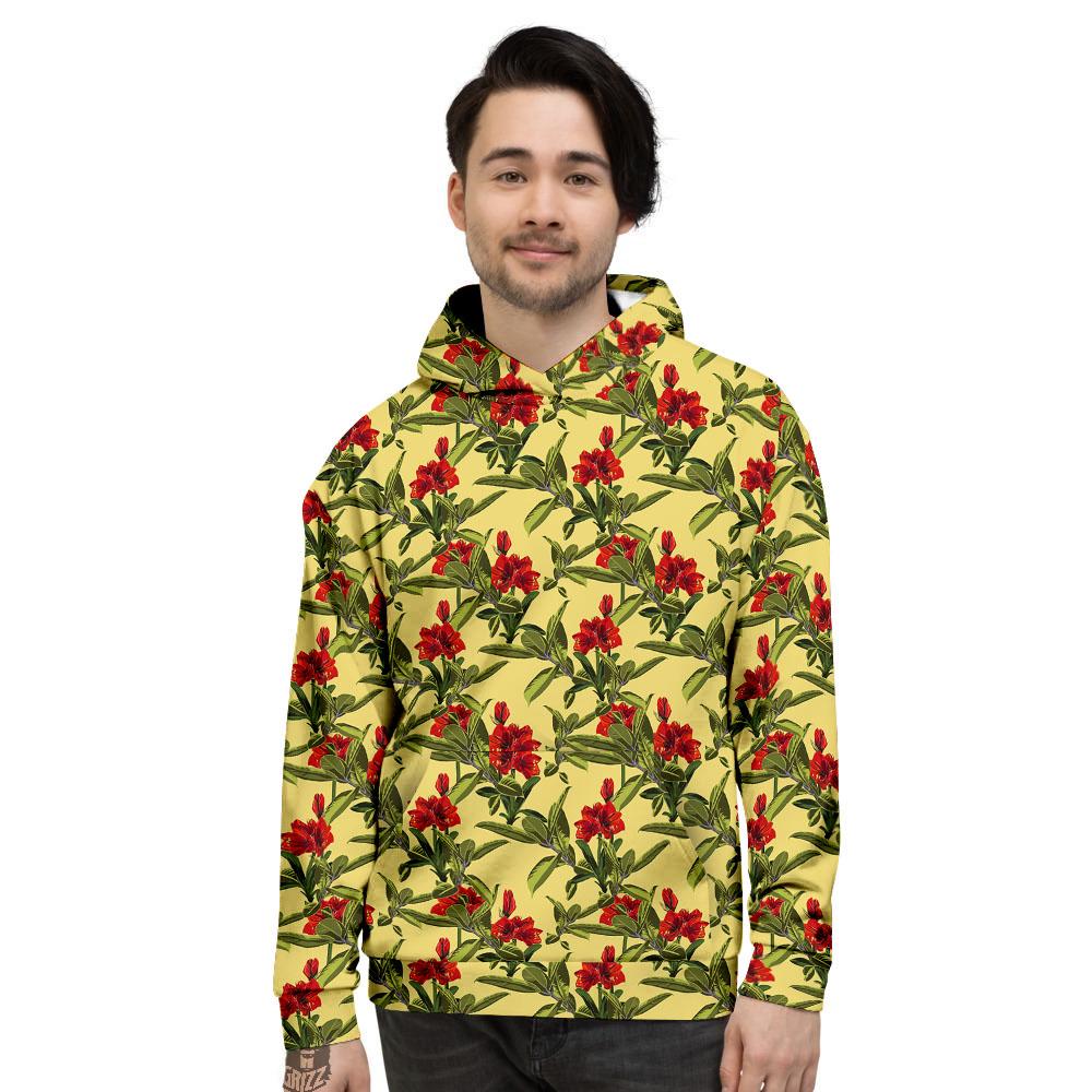 Amaryllis Red Yellow Print Pattern Men's Hoodie-grizzshop