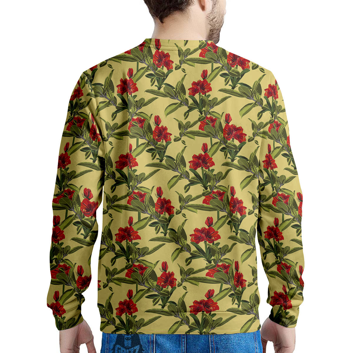 Amaryllis Red Yellow Print Pattern Men's Sweatshirt-grizzshop