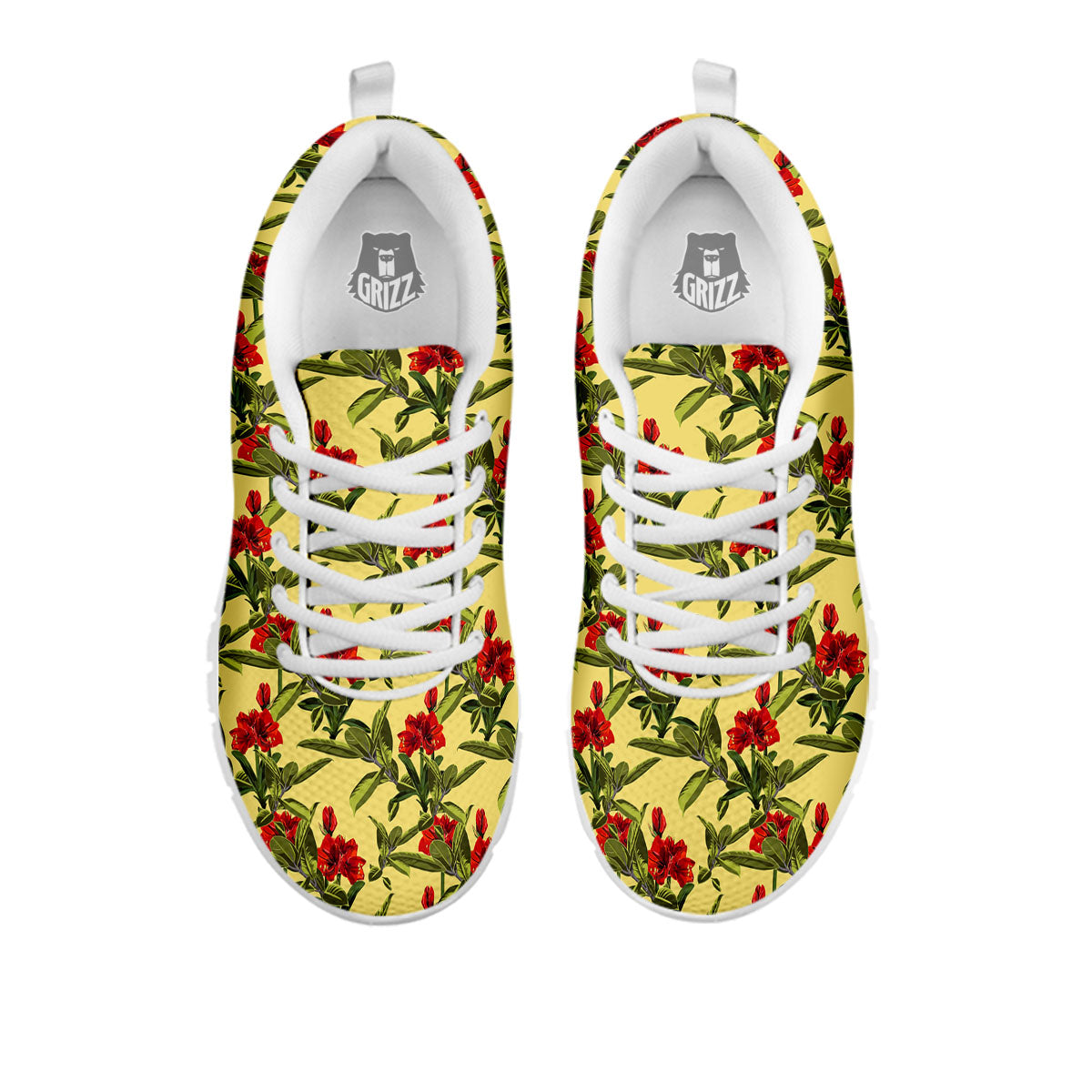 Amaryllis Red Yellow Print Pattern White Sneaker-grizzshop