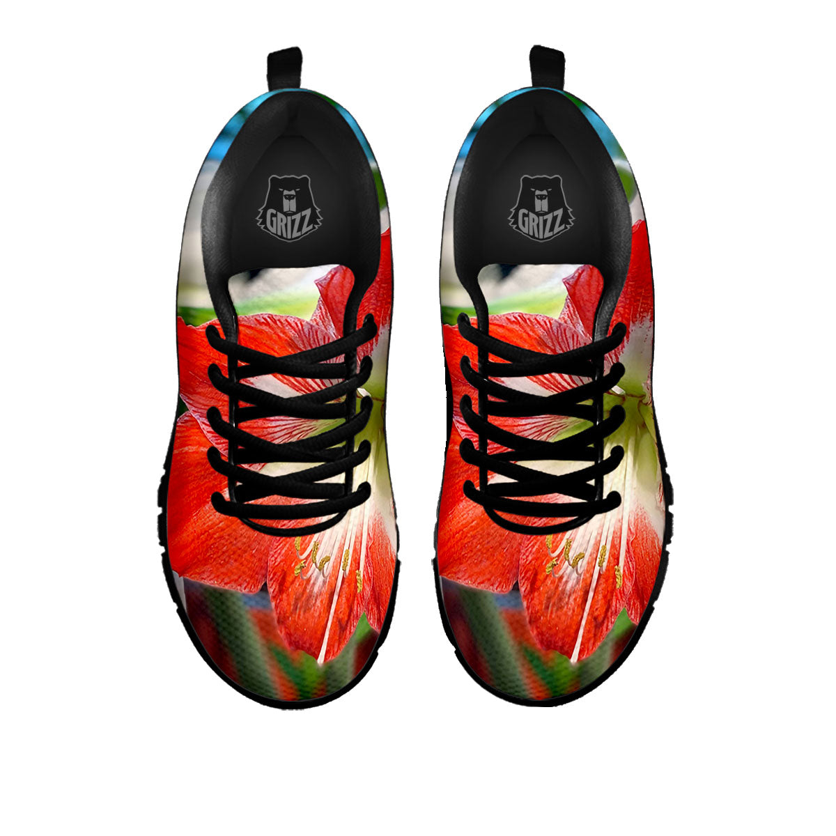 Amaryllis White And Red Print Black Sneaker-grizzshop