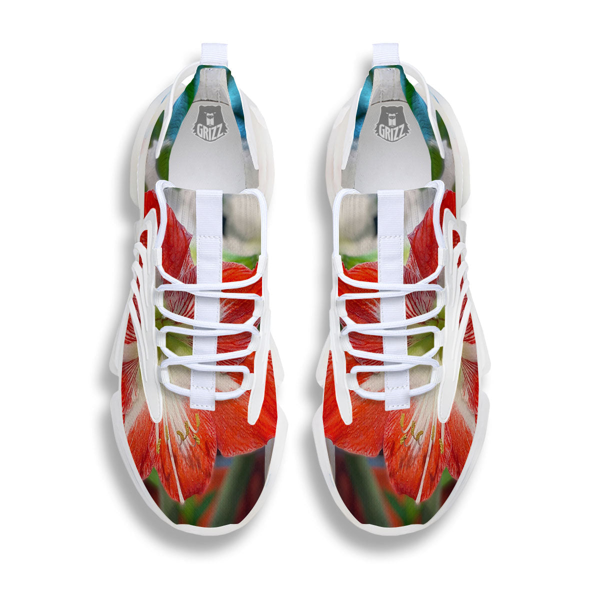 Amaryllis White And Red Print White Gym Shoes-grizzshop