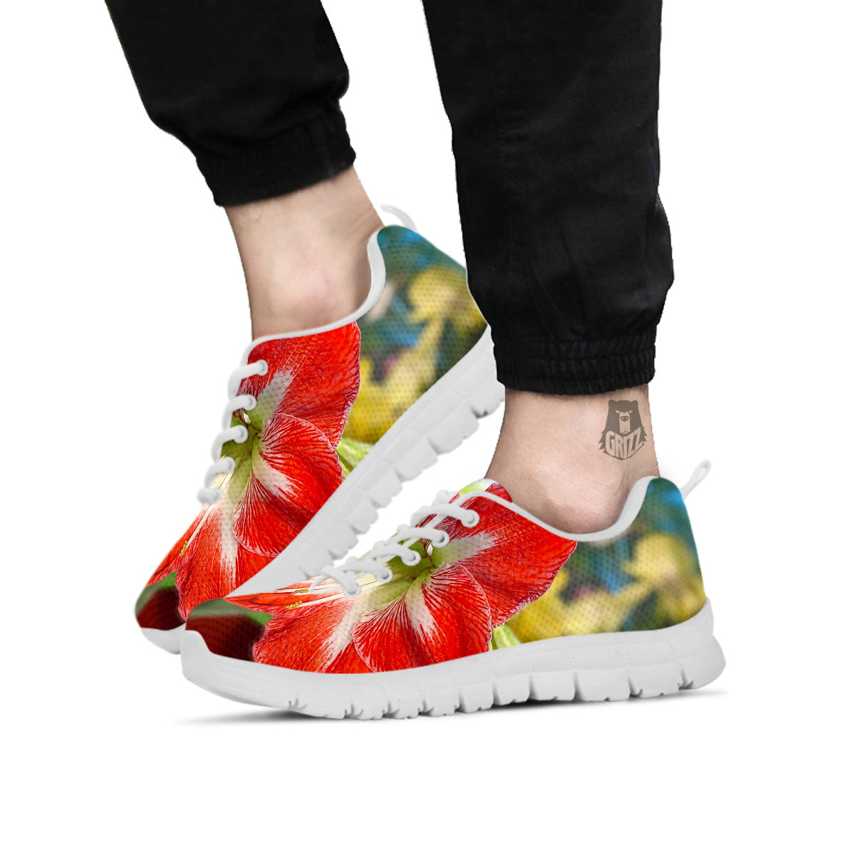 Amaryllis White And Red Print White Sneaker-grizzshop