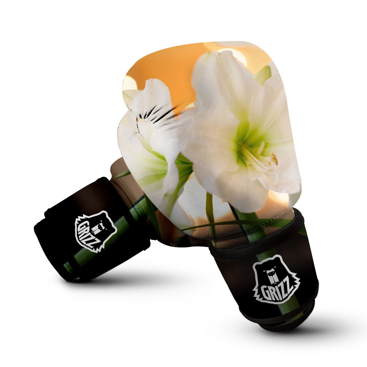 Amaryllis White Print Boxing Gloves-grizzshop