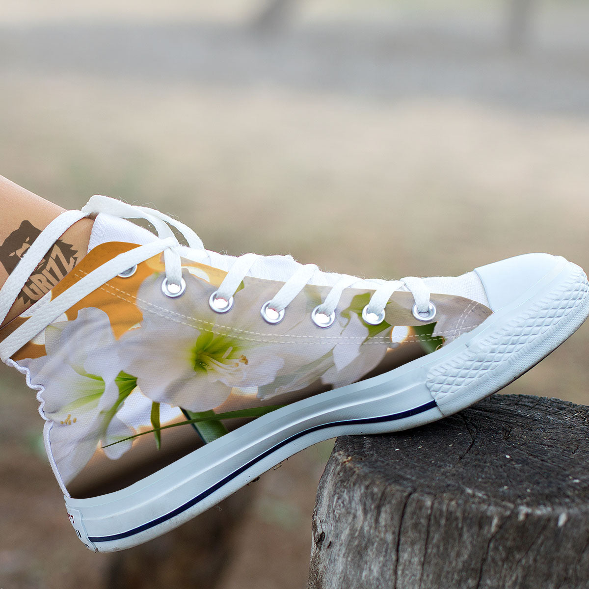 Amaryllis White Print White High Top Shoes-grizzshop