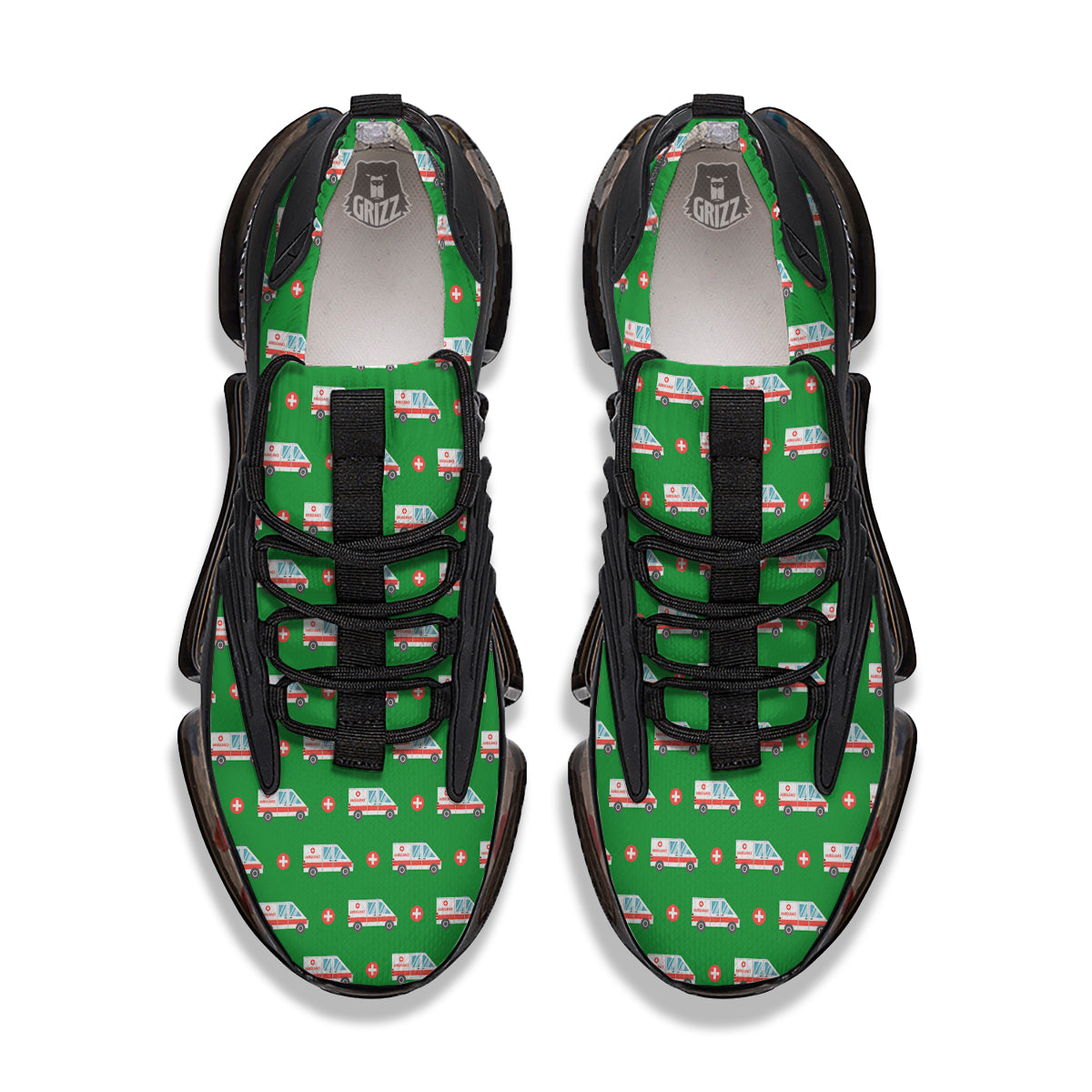 Ambulance Car Paramedic Print Pattern Black Gym Shoes-grizzshop