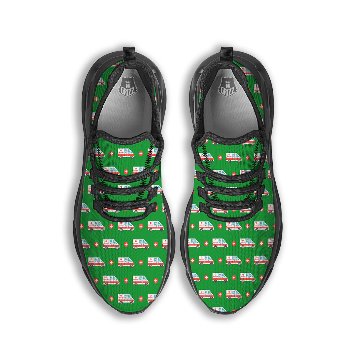 Ambulance Car Paramedic Print Pattern Black Running Shoes-grizzshop