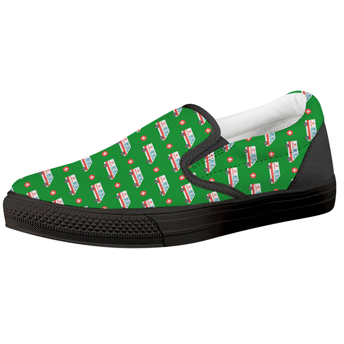 Ambulance Car Paramedic Print Pattern Black Slip On Shoes-grizzshop