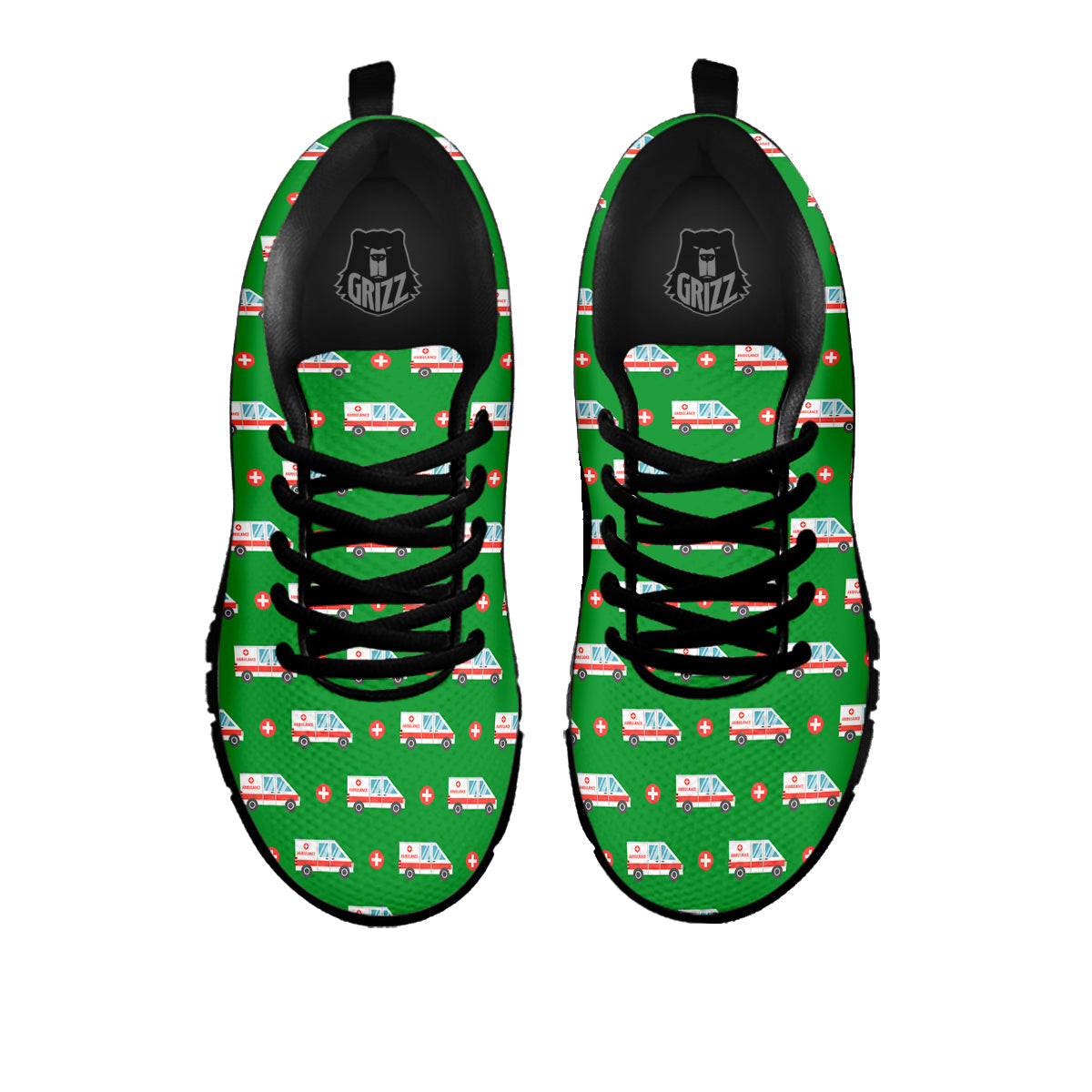 Ambulance Car Paramedic Print Pattern Black Sneaker-grizzshop